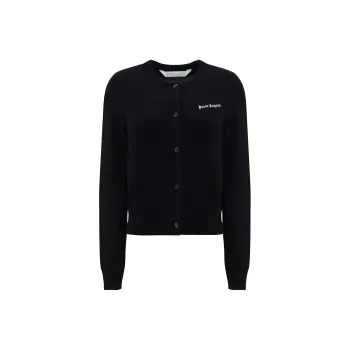 PALM ANGELS Classic Logo Fitted Cardigan Black/White