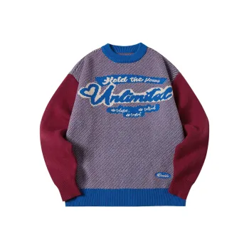 I'M ONE Loose Fit Sweater Unisex Red Blue
