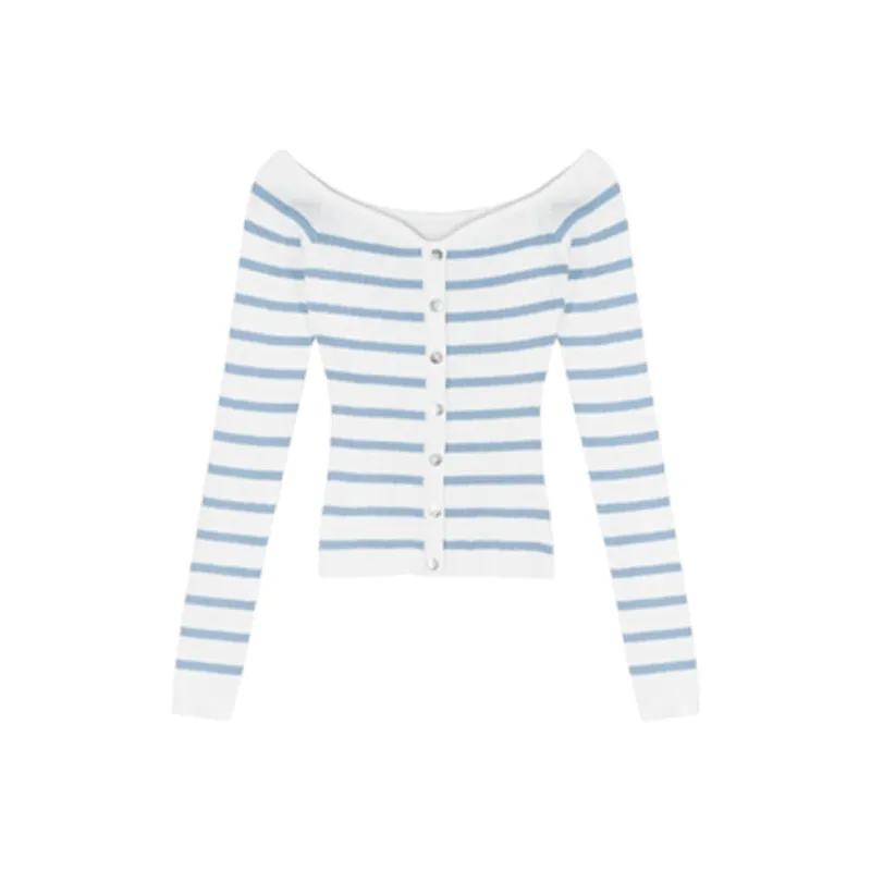 ABBY GODDESS T Shirt Women's Blue Stripes-0