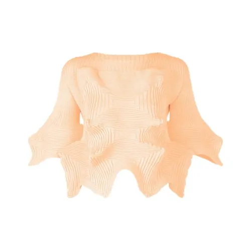 ISSEY MIYAKE Crop Tops Women's Light Beige