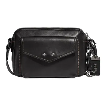 COACH Jaxson Calfskin Camera Bag Shoulder Bag Crossbody Bag Medium Size Men's Black