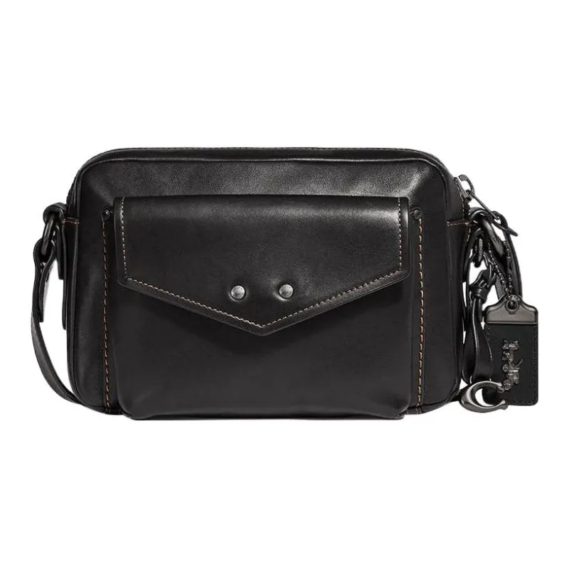 COACH Jaxson Calfskin Camera Bag Shoulder Bag Crossbody Bag Medium Size Men's Black-0