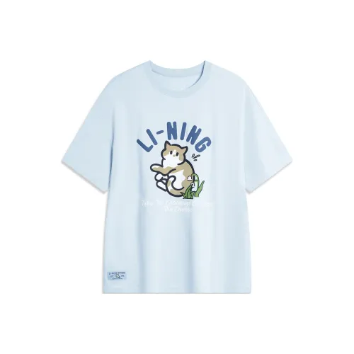 LiNing Drop Shoulder Sleeve T Shirt Women's Cloud Blue