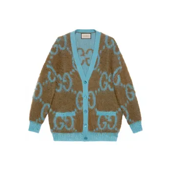 GUCCI Sweater Women's Blue Brown Multicolor