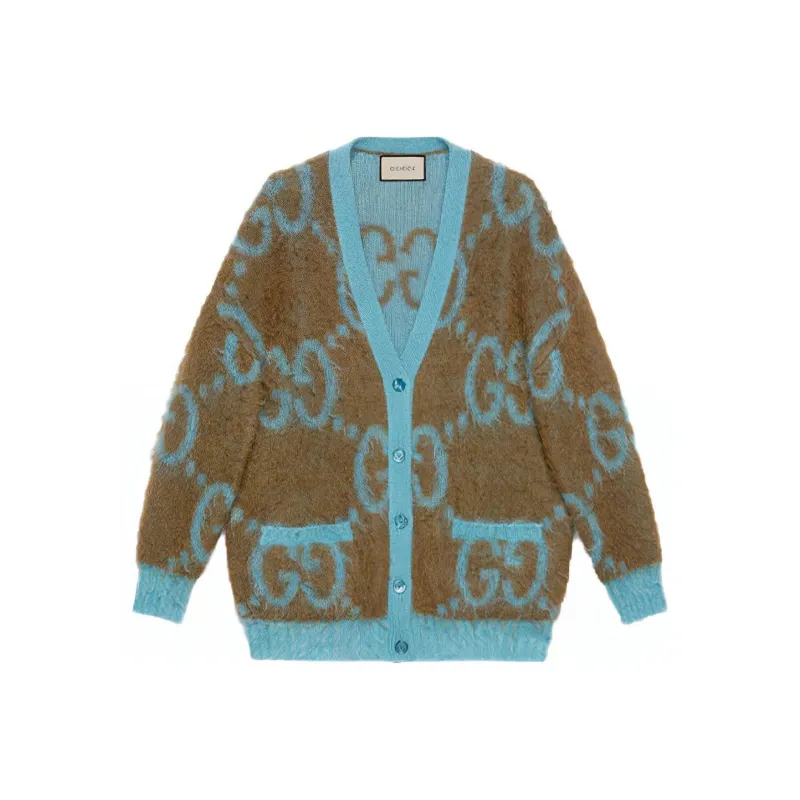 GUCCI Sweater Women's Blue Brown Multicolor-0