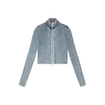 DIESEL Anafi Ribbed Zip Cardigan 'Blue'