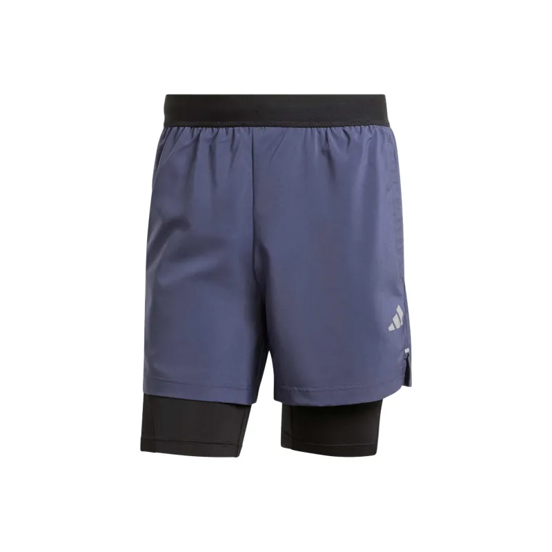 Adidas Gym Training 2-in-1 Sports Shorts Men's Dark Shadow Marine Blue-0