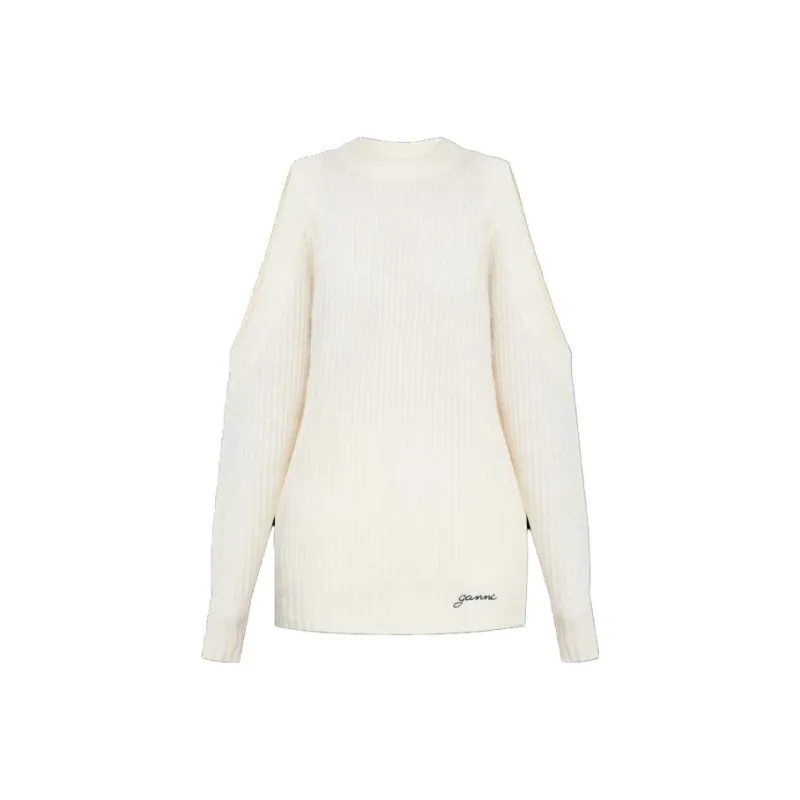 GANNI Cold Shoulder Crewneck Jumper-0