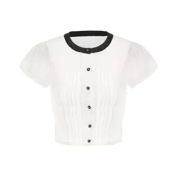 CHIWAWAMEME Crop Tops Women's Xiantou Beige