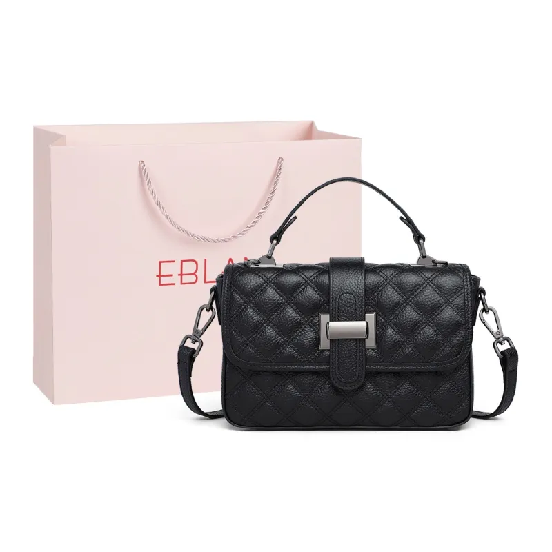 EBLAN Cow Leather Handbag Regular Women's Black/White-0