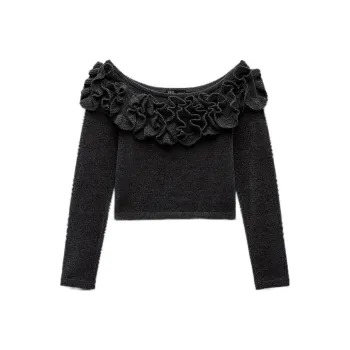ZARA Crop Tops Women's Gray