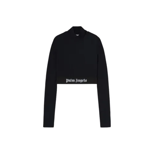 PALM ANGELS Logo poze Long Sleeved Cropped Top