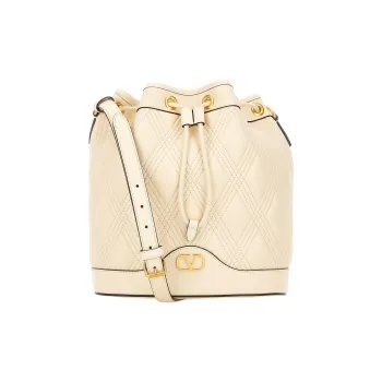 Valentino Leather Bucket Bags Crossbody Bag, Shoulder Bag Women's Cream White