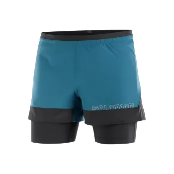 SALOMON CROSS 2IN1 Sports Shorts Men's Deep Dive/deep Black
