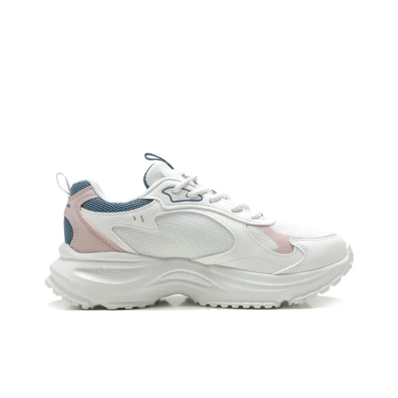 XTEP Anti Slip Wear Resistant Low Top Outdoor Shoes Women's Sail White Light Pink Deep Blue-1