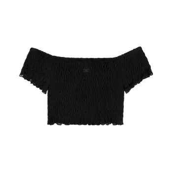 CELINE Triomphe Crop Top In Gauffered Silk