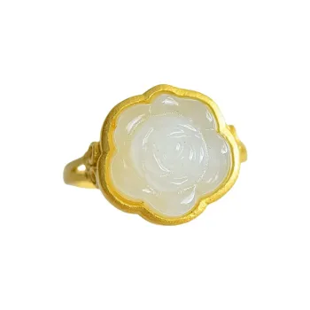 Jade Ink Love Hetian Jade Rings White Jade Women's