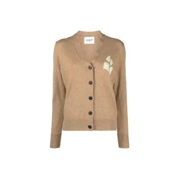 ISABEL MARANT ETOILE Karin Logo Intarsia Knitted Cardigan