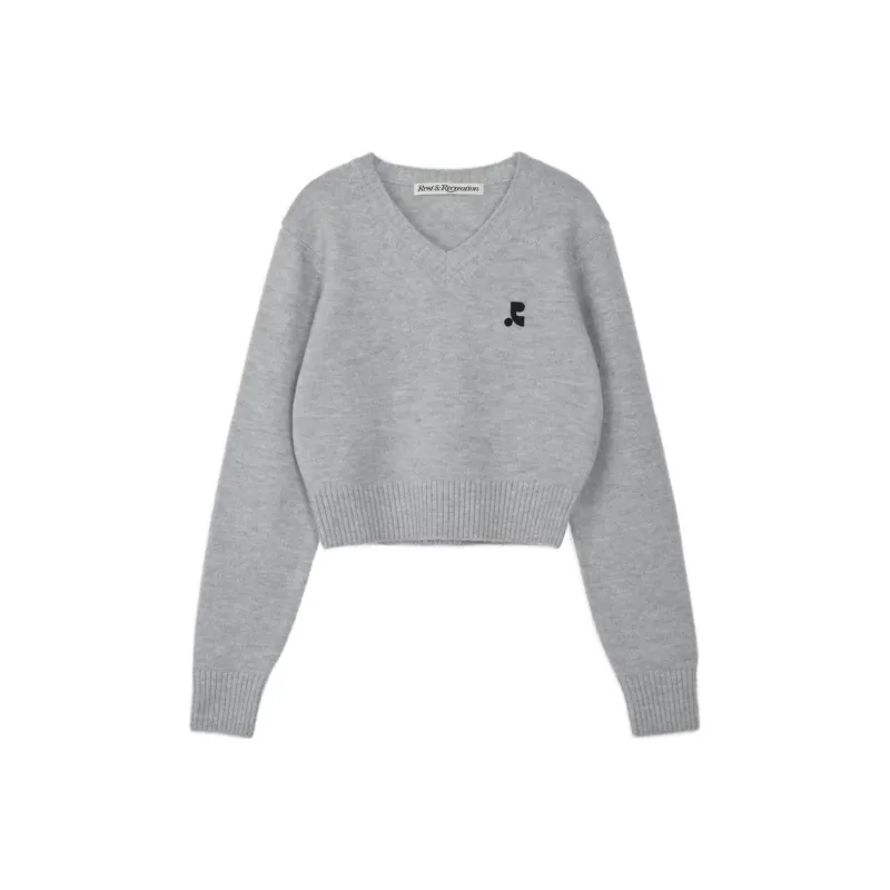 Rest&Recreation WOOL V NECK CROPPED KNIT Sweater Women's GREY/Gray-0