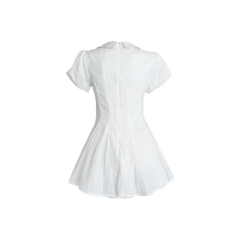 GLEE DIARY Short Sleeved Dress Women's White-1