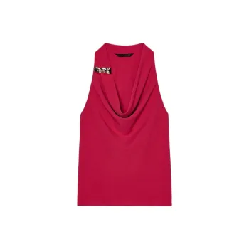 ZARA Tank Tops Women's Dark Purple Red