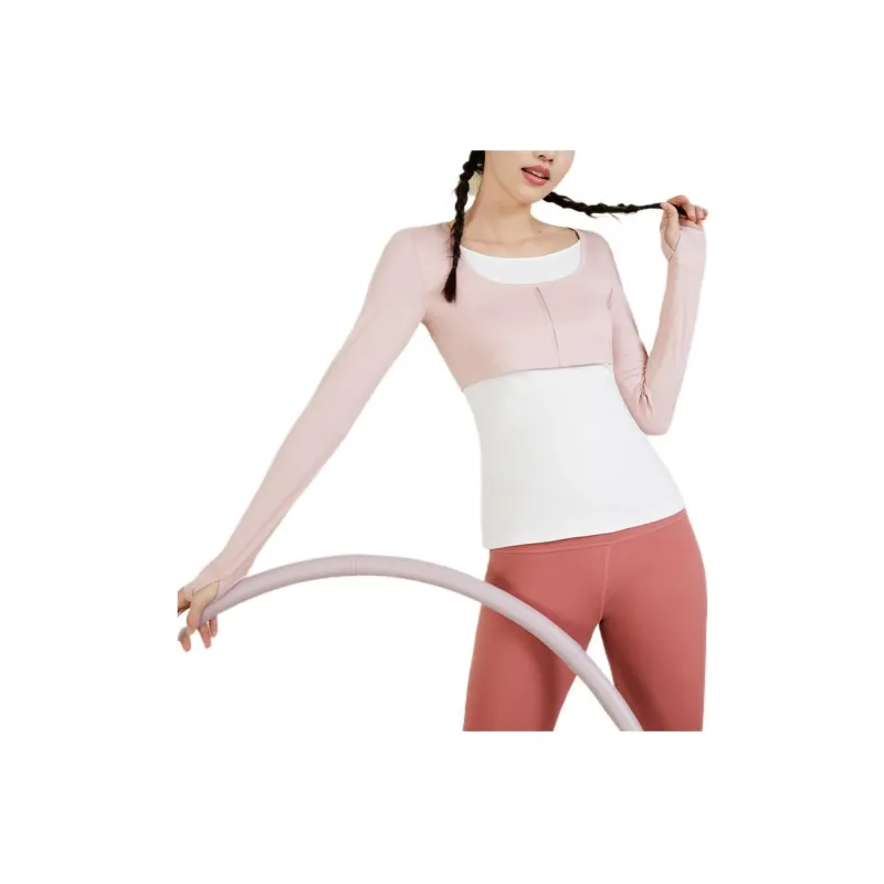 Sumday Athletics Mock Two Piece Long Sleeved T Shirt Women's Multicolor-0