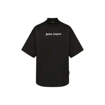 PALM ANGELS Logo Printed Mockneck T Shirt