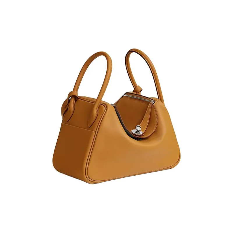 HERMES Lindy Cow Leather Handbag Women's Ginger Yellow-1