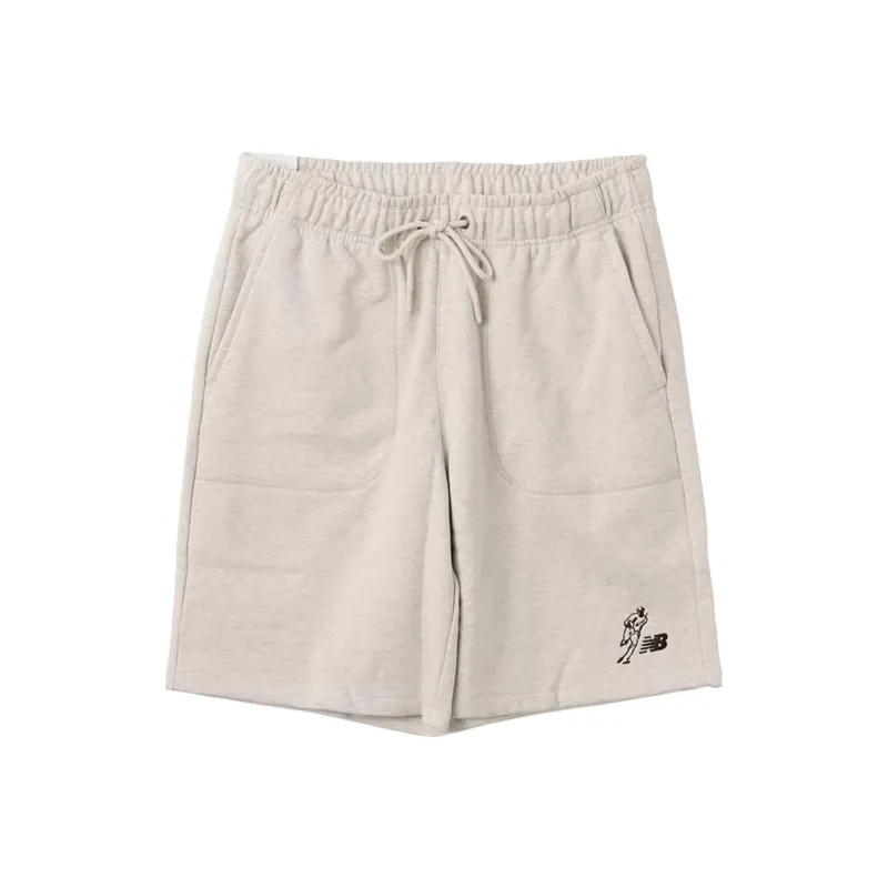 New Balance Comfortable Versatile Baseball Solid Color Shorts Unisex Oats Heather-0