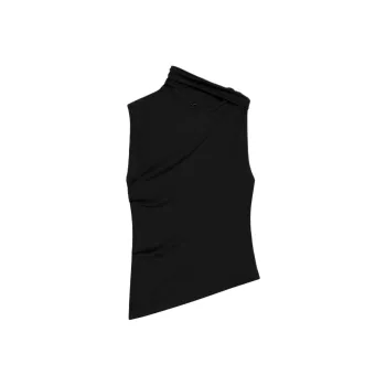 COURREGES Draped Asymmetric Jersey Top