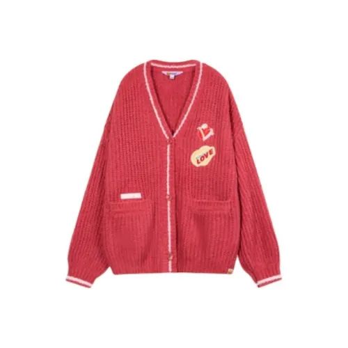 B.Duck sweater Knit Women's Vintage Red
