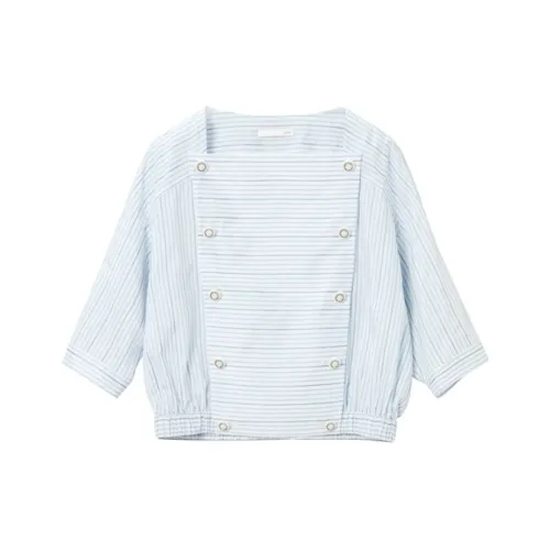 OVV Crop Tops Women's Light Blue Stripes 10