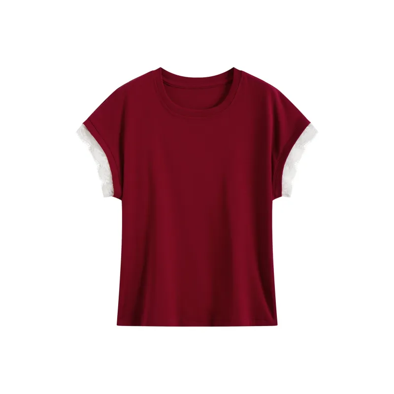 FASTFISH Regular T Shirt Women's Burgundy-0