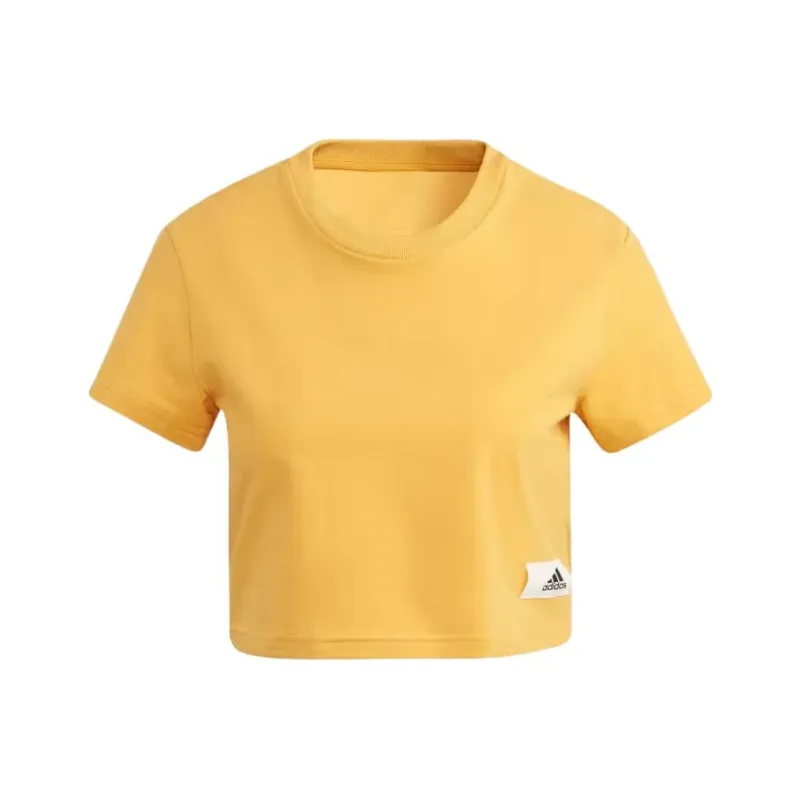 Adidas Lounge Crop Tops Women's Yellow-0