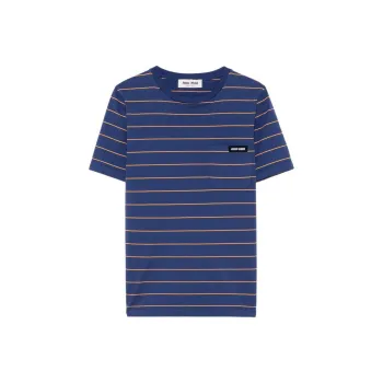 MIU MIU Stripe Tee 'Ink Blue/Topaz'