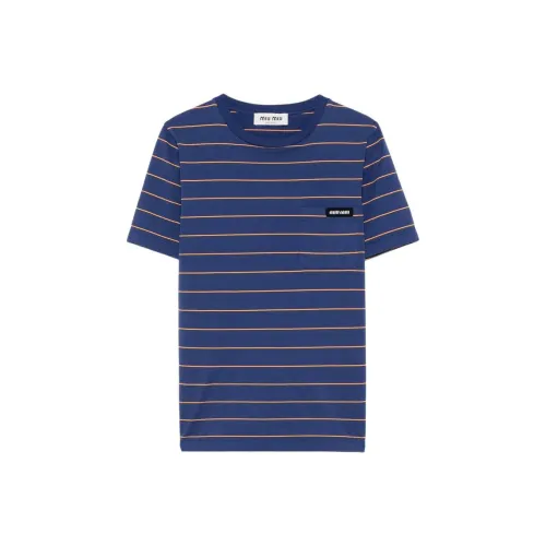 MIU MIU Stripe Tee 'Ink Blue/Topaz'