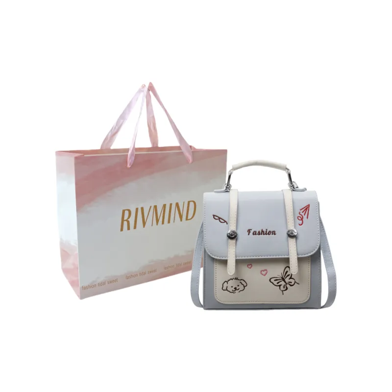 RIVMIND PU Backpack Women's White/Pink/Blue/Black-12