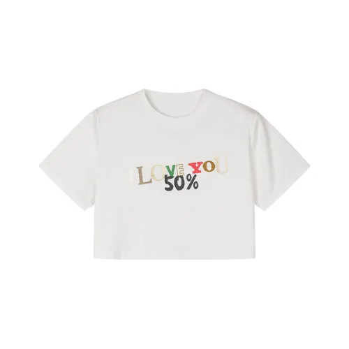 UOOYAA LOVE 50% Capsule Series Crop Tops Women's White