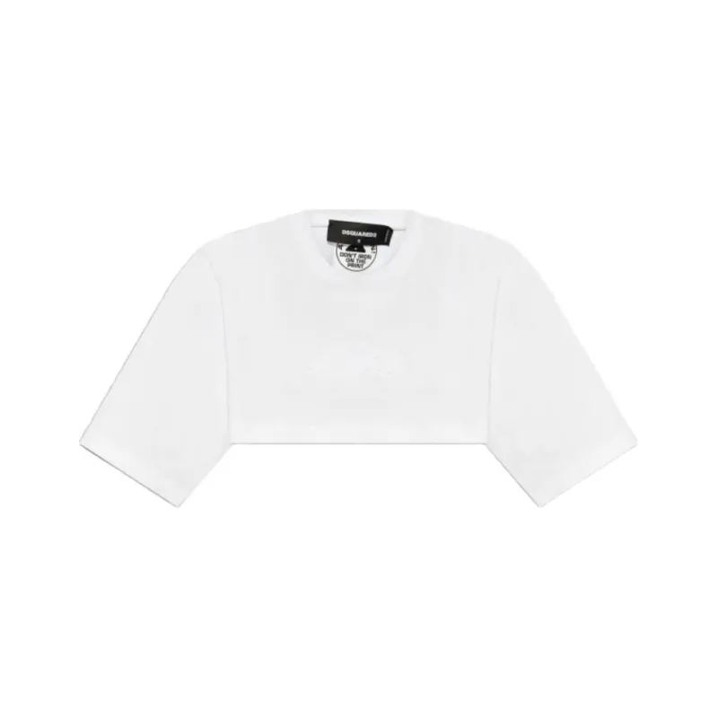 DSQUARED 2 Logo Embossed Cropped T Shirt-0