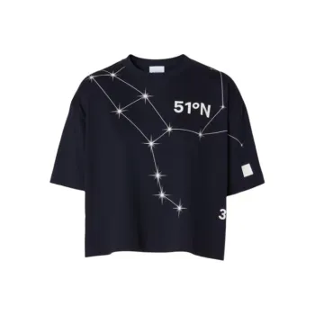Burberry Cropped Constellation Print T shirt Navy