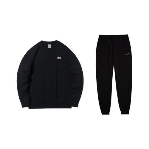 LiNing Sweatshirt Set Men's Black+Black