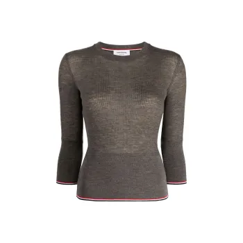 THOM BROWNE Rwb Ribbed Cropped Jumper