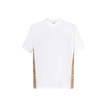 Burberry FW22 Check Panel Cotton T shirt White