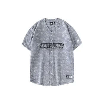 STARTER Drop Shoulder Sleeve T Shirt Unisex Denim Light Blue
