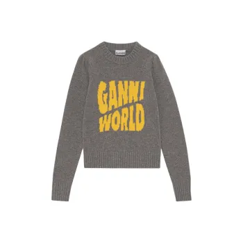 GANNI Graphic Puff Shoulder Pullover 'High Rise'