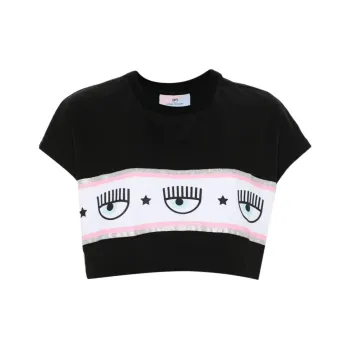 CHIARA FERRAGNI Maxi Logo Mania Crewneck T-Shirt