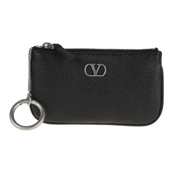 Valentino Textured Calfskin Key Pouch Men's Black