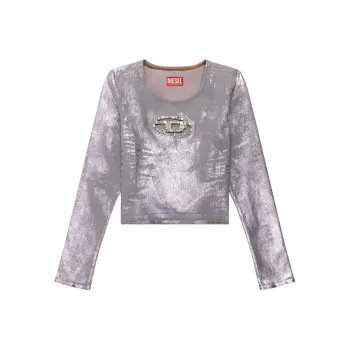 DIESEL Embellished Long Sleeved Cropped Top