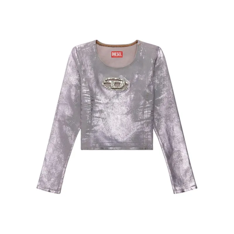 DIESEL Embellished Long Sleeved Cropped Top-0