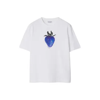 Burberry Strawberry Embellished Crewneck T Shirt